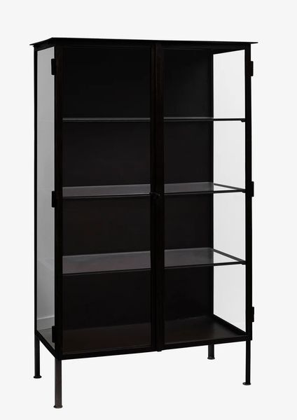 Metall Vitrine MIA schwarz H 153 cm - vintage-shop-24