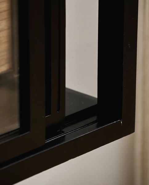 Wandvitrine mit Schiebetüren schwarz-natur - vintage-shop-24