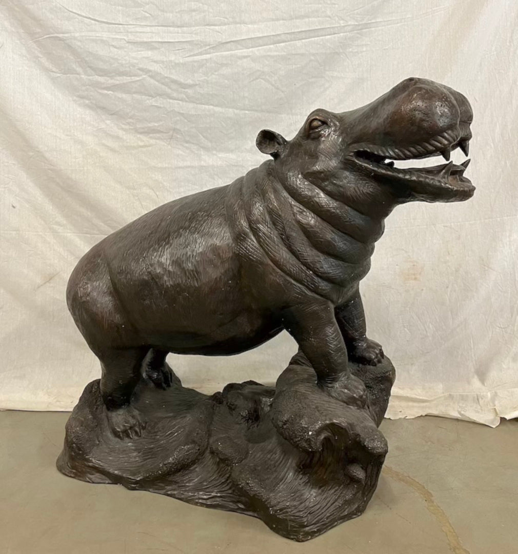 Bronze Skulptur -bronzenes Nilpferd" - vintage-shop-24