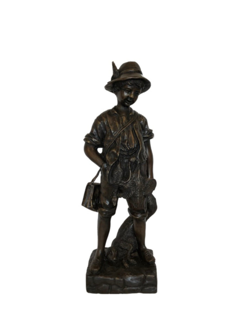 Bronze Skulptur "Jäger Junge" H 55 cm - vintage-shop-24