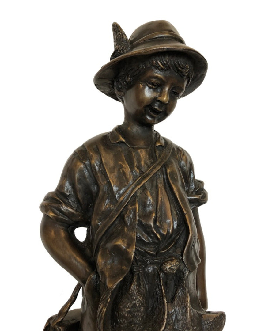 Bronze Skulptur "Jäger Junge" H 55 cm - vintage-shop-24