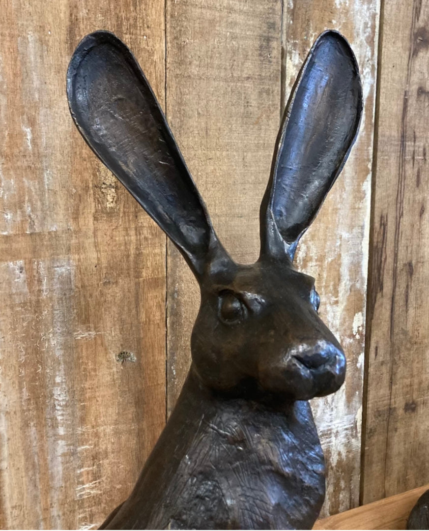 Bronze Skulptur "sitzender Hase" H 57 cm - vintage-shop-24