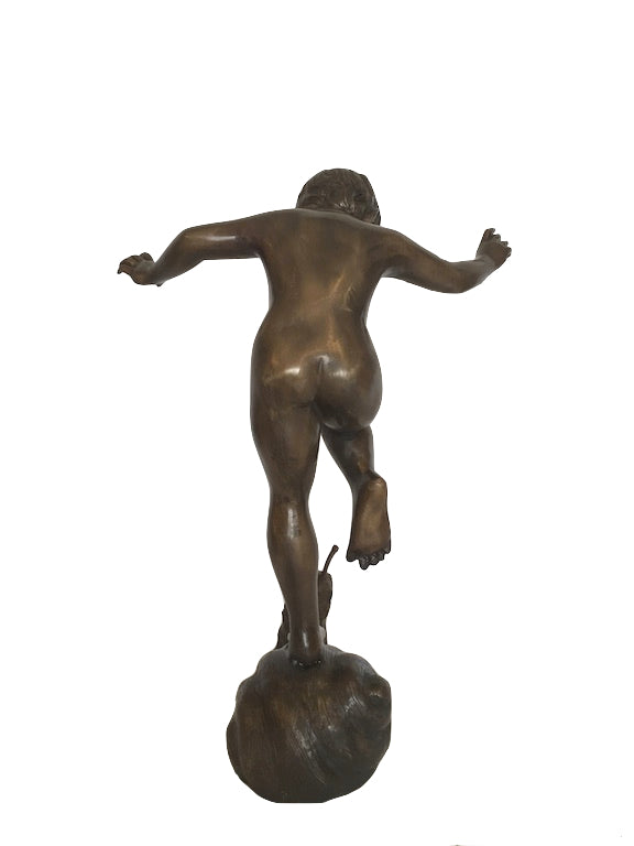 Bronze Gartenbrunnen "Junge auf Schnecke"