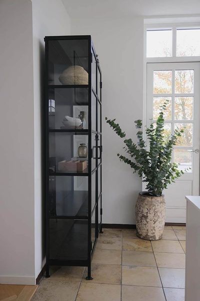 Metall Vitrine schwarz 2 Türen H 200 cm