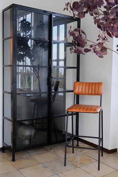 Metall Vitrine schwarz 2 Türen H 200 cm