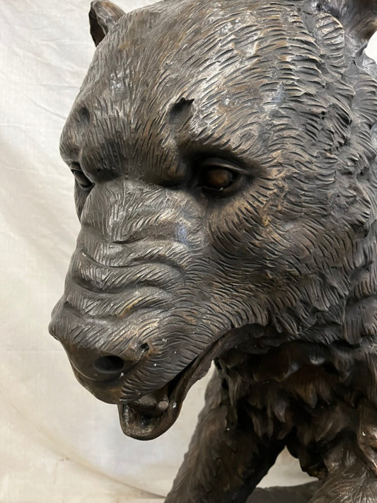 Bronze Skulptur "Bär mit Fisch" - vintage-shop-24