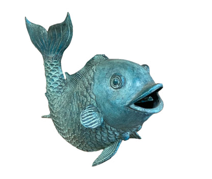 Bronze Skulptur "bronzener Fischbrunnen" antik grün