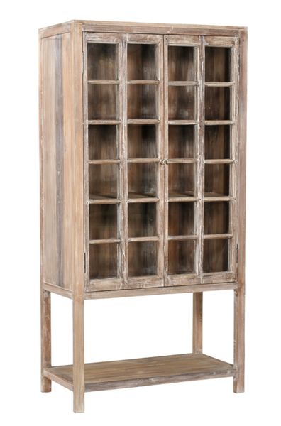 Holz Vitrine PAUL Landhausstil -  vintage-shop-24.com