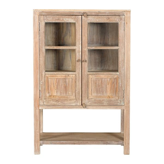 hochbeinige Holz Vitrine im Landhausstil