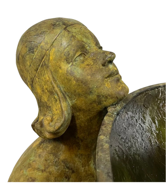Bronze Brunnen Lady mit Vogelbad Art Deco - Vintage-Shop-24