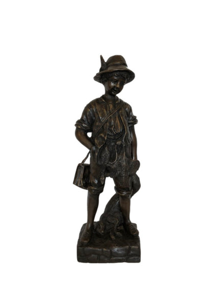 Bronze Skulptur "Jäger Junge" H 55 cm - vintage-shop-24
