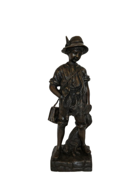 Bronze Skulptur "Jäger Junge" H 55 cm - vintage-shop-24