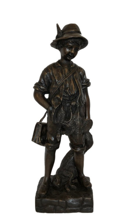 Bronze Skulptur "Jäger Junge" H 55 cm - vintage-shop-24