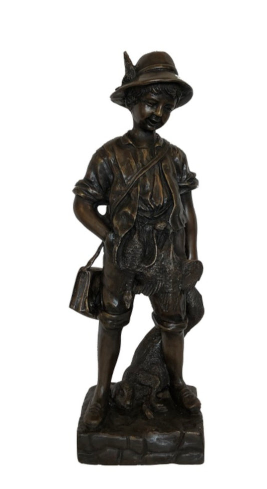 Bronze Skulptur "Jäger Junge" H 55 cm - vintage-shop-24