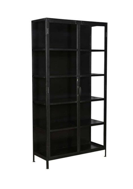 Metall Vitrine schwarz 2 Türen H 200 cm