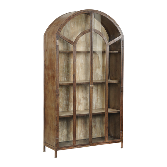 Metall Vitrine shabby schwarz halbrund - vintage-shop-24