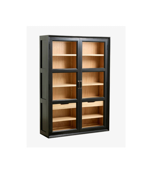 Wandvitrine Holz schwarz-natur - modernes Wohndesign
