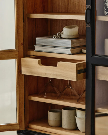 Wandvitrine Holz schwarz-natur - modernes Wohndesign